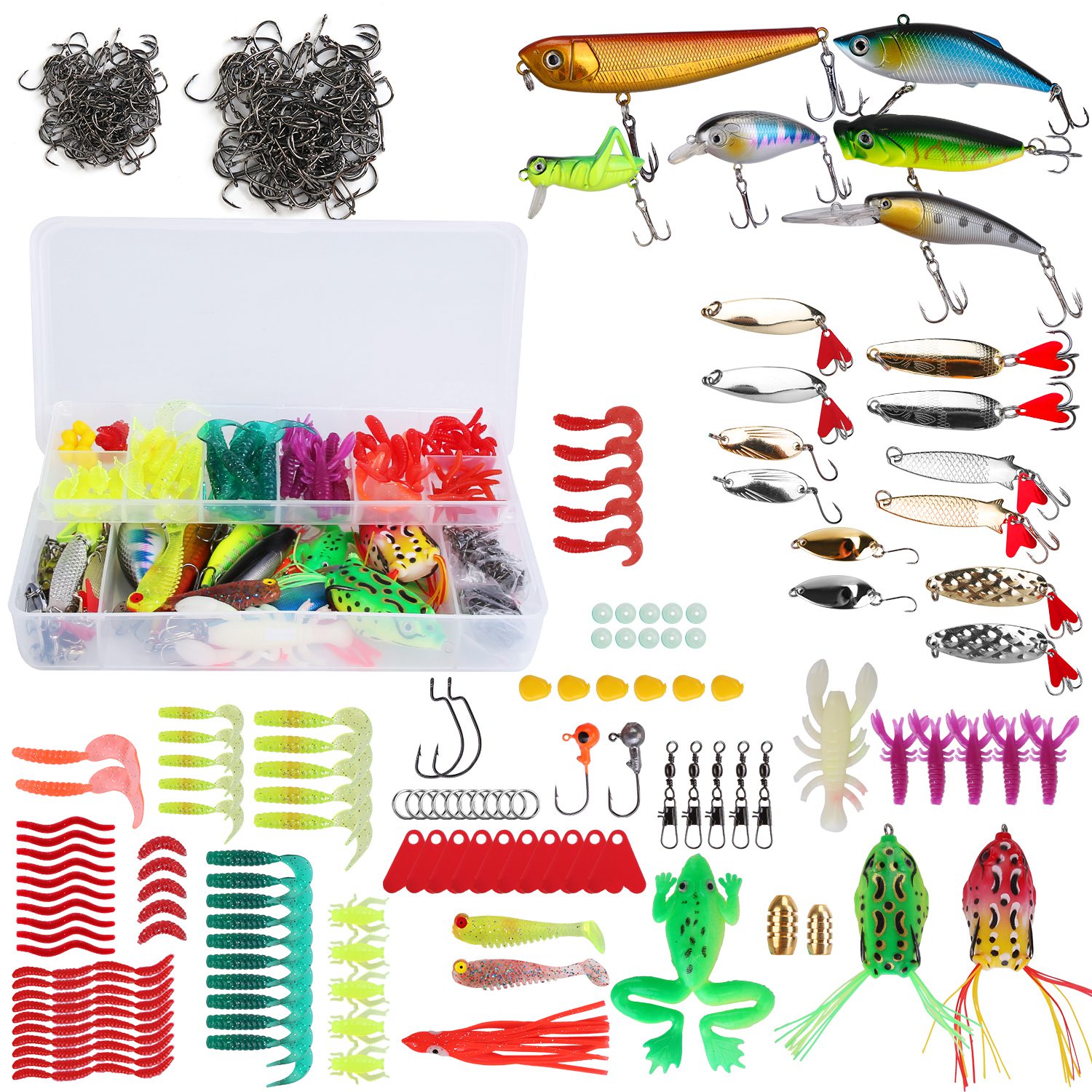 375-Piece Freshwater and Saltwater Lure Kit with Tackle Box