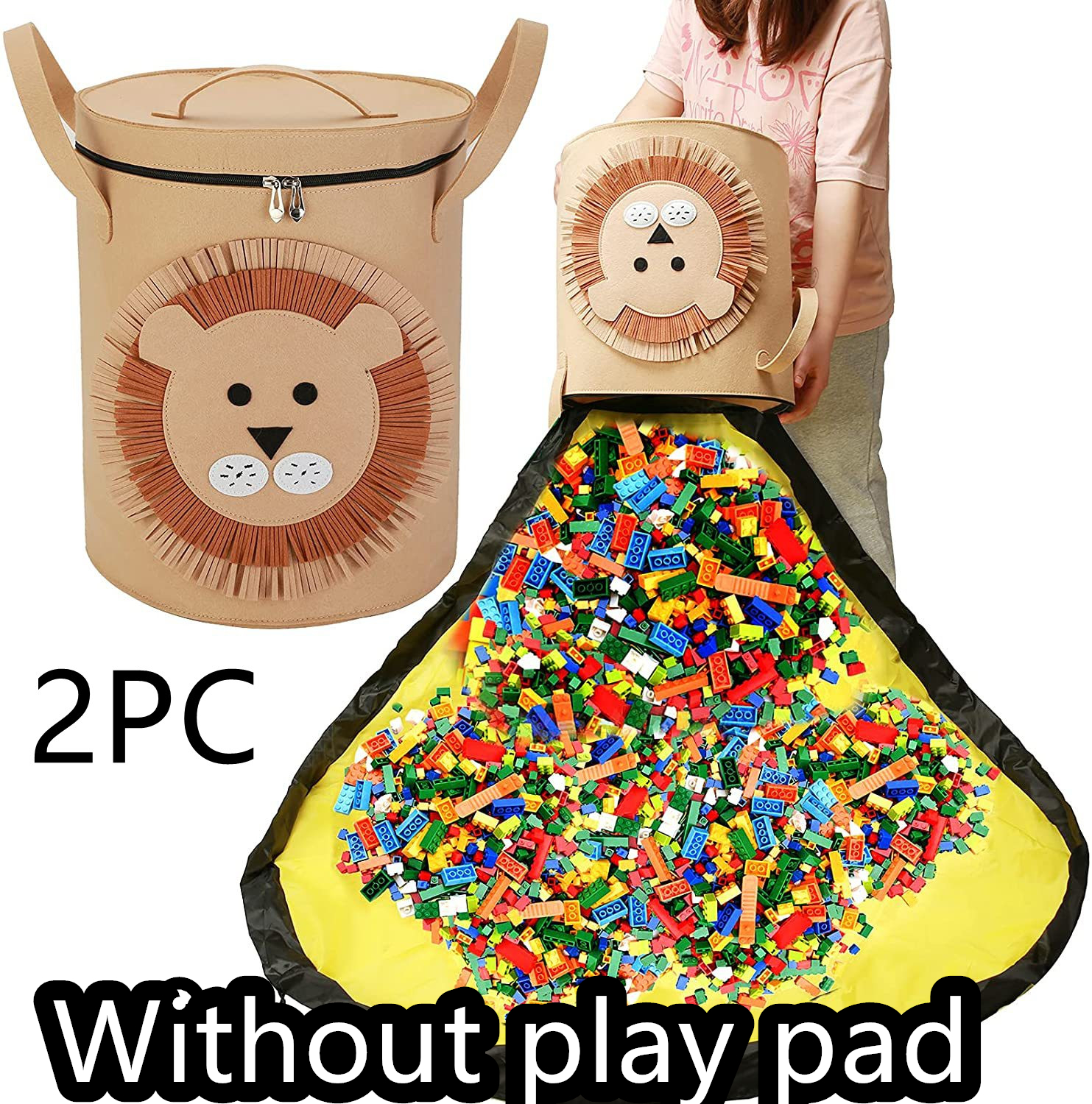 Felt Storage Bag Toy Play Mat 2 In 1 Pull Rope — foto 20