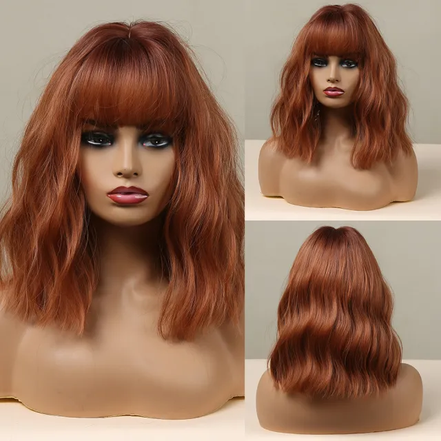 Orange Long Curly Hair With Bangs Wig Lc0311 - Shop at LoveMi