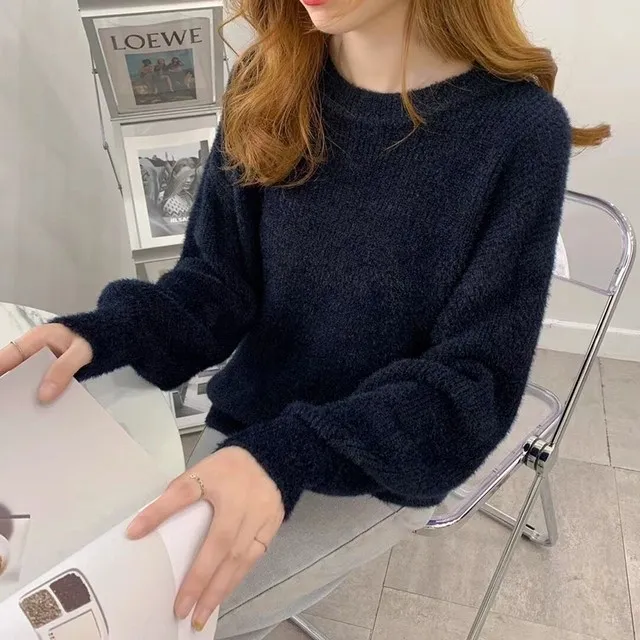 Warm Ladies Sweater Women Knitwear Knitted Sweaters Black - Shop at LoveMi