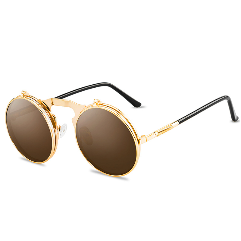 Fashion Round Frame Flip Senior Sunglasses - Image 6