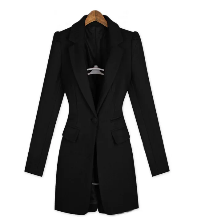 Autumn And Winter European And American Mid length Slim fit British Lunzi Woolen Coat Woolen Coat Black - Shop at LoveMi