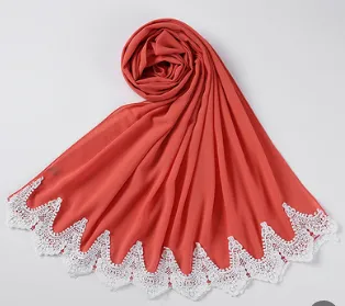 New Pearl Chiffon Scarf Malaysia Fashion Stitching Lace Scarf - 19Style