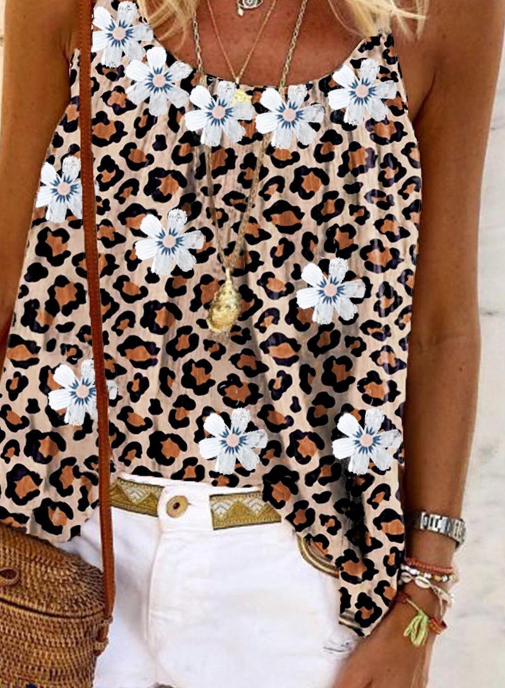 Title 3, Ladies Popular Flower Leopard Print Sling