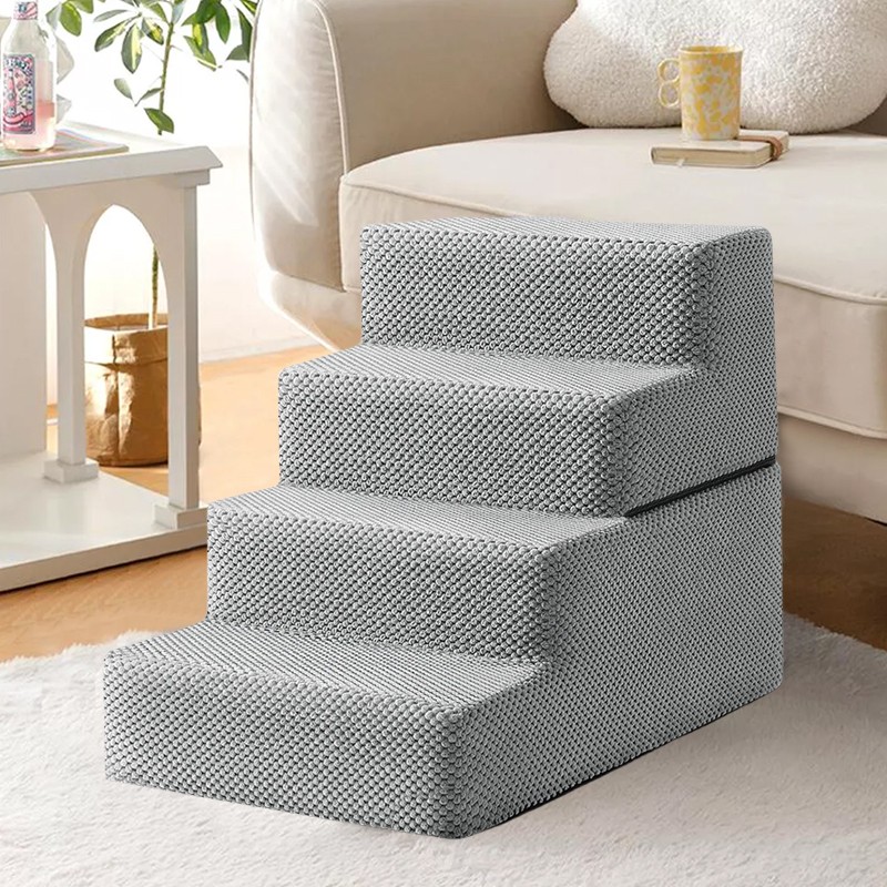 Dog Stairs Pet 4 Steps For Bed Sofa Cats Ladder Ramp With Removable Cover — image 6
