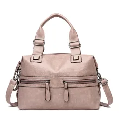Simple Soft Leather Portable Casual One-shoulder Messenger Bag - Khaki - View 1
