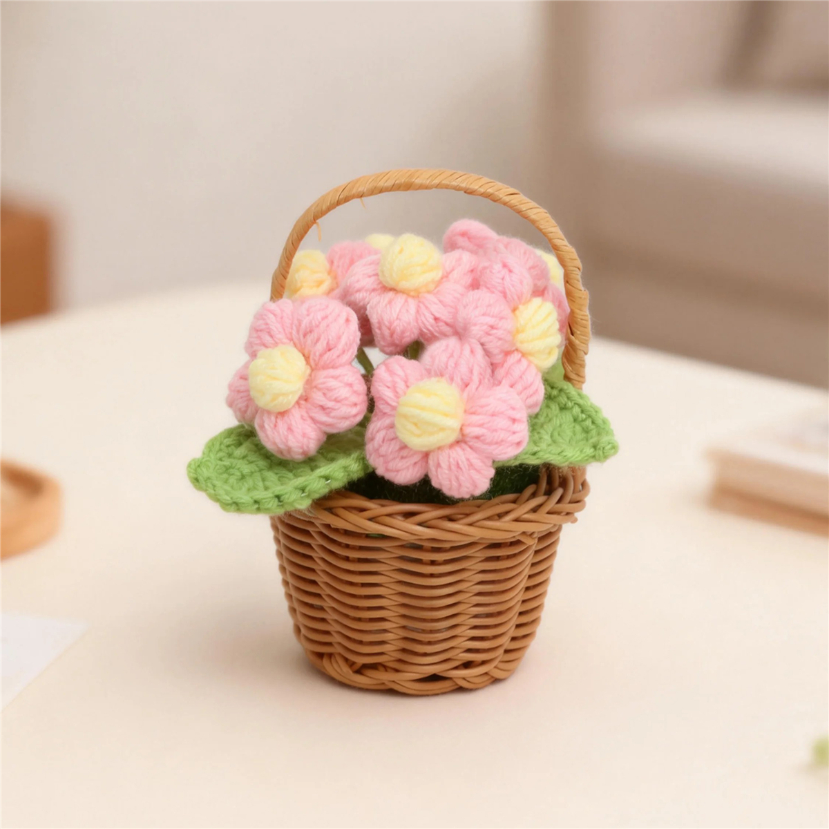 Crochet Flower Basket Ornament Set, picture 3 of 5