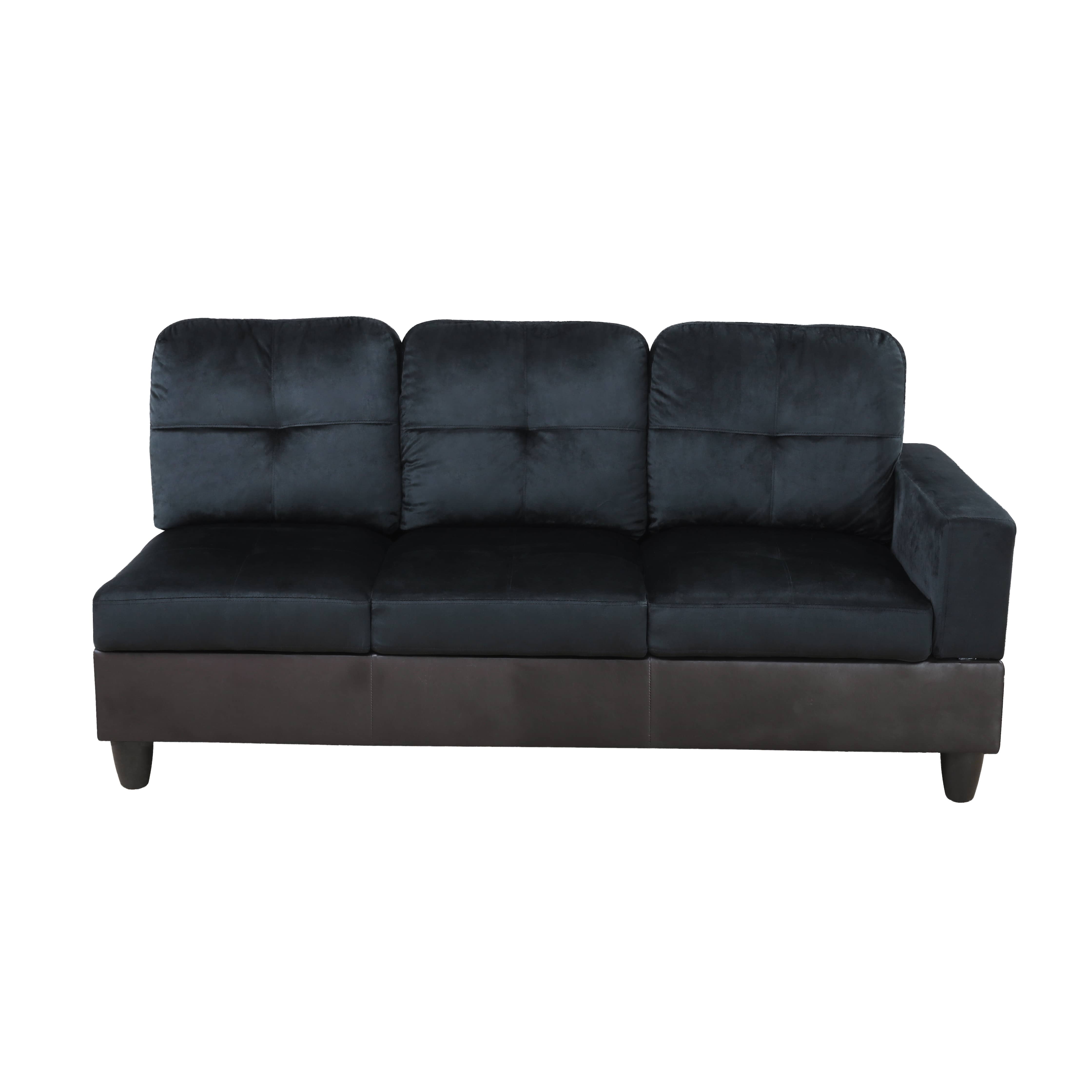 Pickup Only--Dark Blue And Brown Color Lint And PVC 3-Piece Couch Living Room Sofa Set