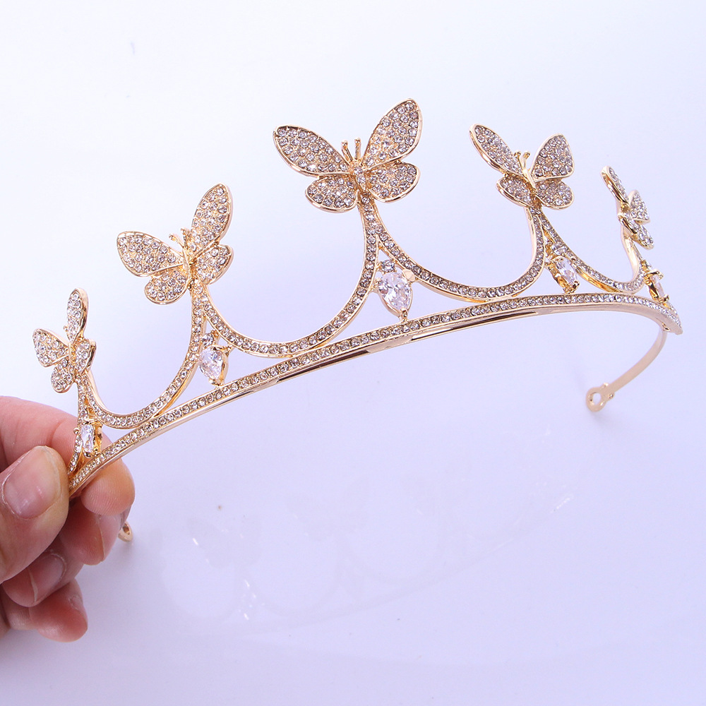 Butterfly Bride Zircon Alloy Crown Tiara Wedding Party Tiara