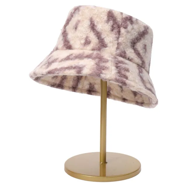 Cashmere Loop Tie Dyed Autumn And Winter New Plaid Face Small Warm Woolen Basin Hat Purple - Shop at LoveMi