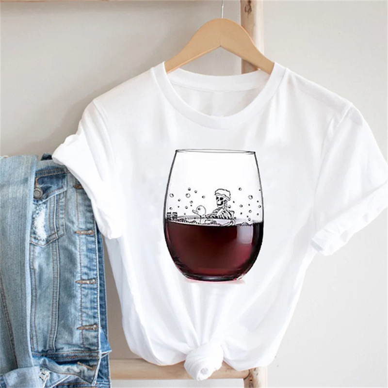 Title 6, Wine Lady Wine Glass Modal Short-sleeved Parent...