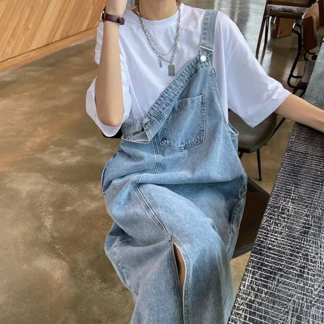 Women's New Plus Size Denim Suspender Skirt Denim Skirt Single Piece - Shop at LoveMi