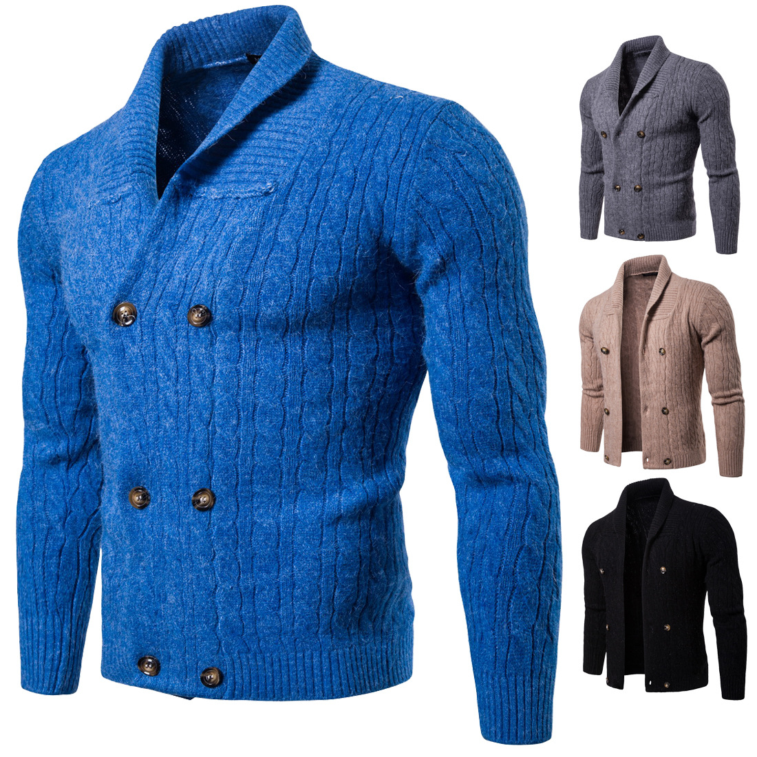 Title 2, Solid color thick knitted cardigan