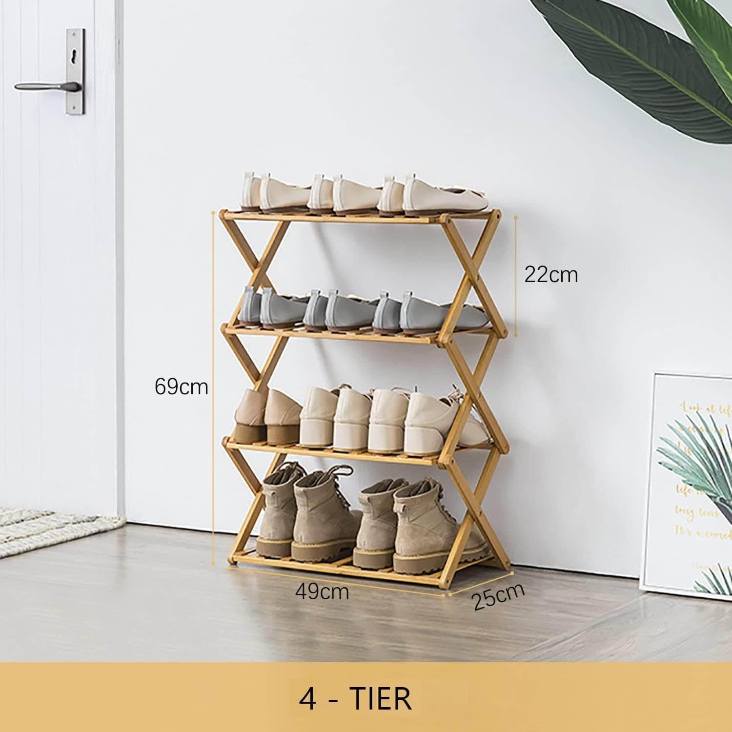 Bamboo Shoe Rack Portable Folding Storage Without Installation 34Tier — image 10