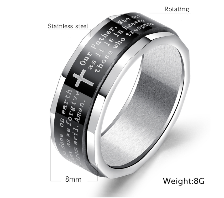European And American Titanium Steel Ring Classic Street Hip Hop Cross Ring