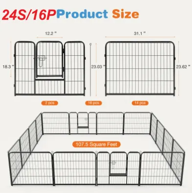 Dog Playpen Indoor Fence Height Metal Exercise Pen With Door Small Puppy Medium Large Dogs Animal Pet For Outdoor, Garden, Yard 24S 16P - Shop at LoveMi