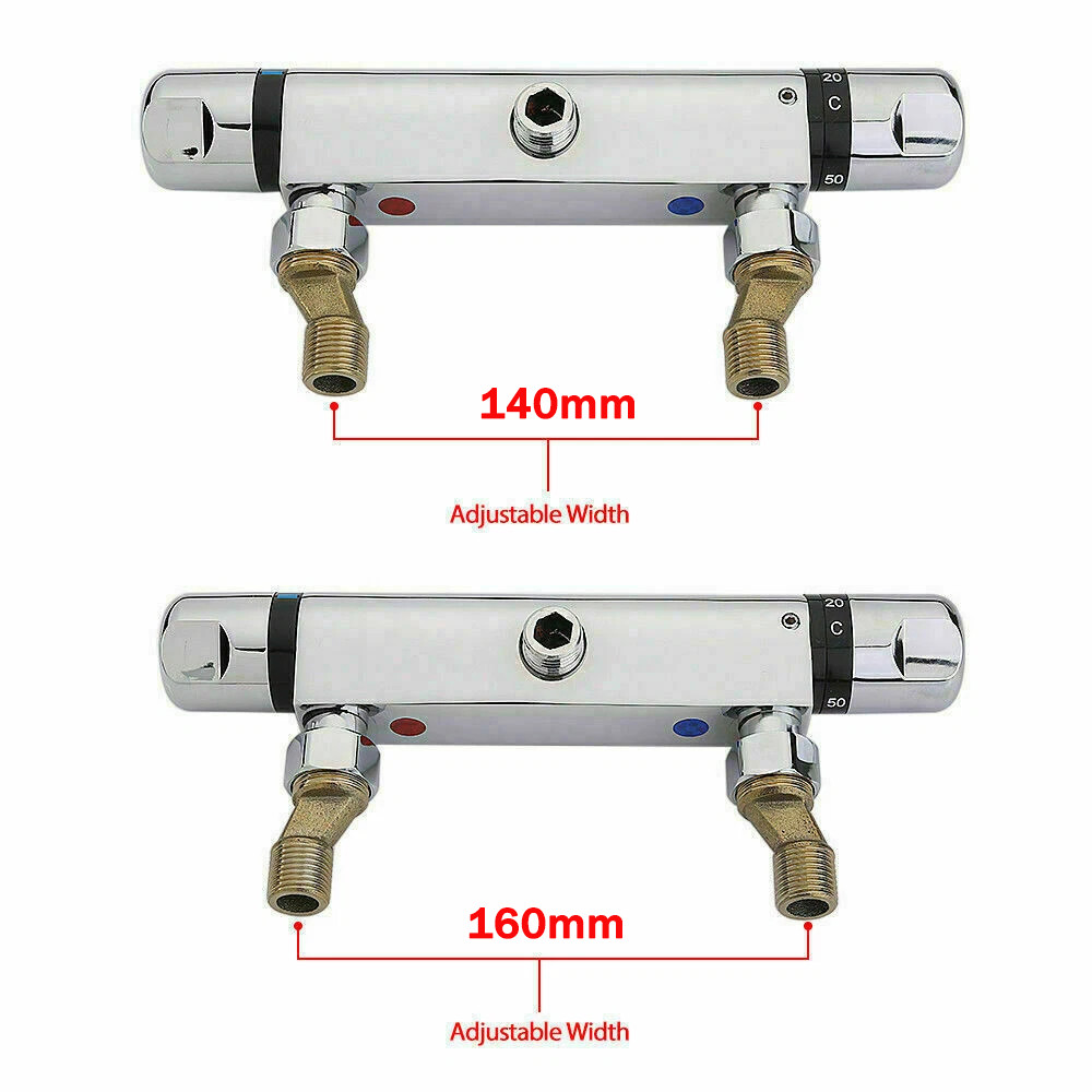 Bathroom Exposed Bar Thermostatic Shower Mixer Valve Tap Chrome 1 2 Outlet New — image 3
