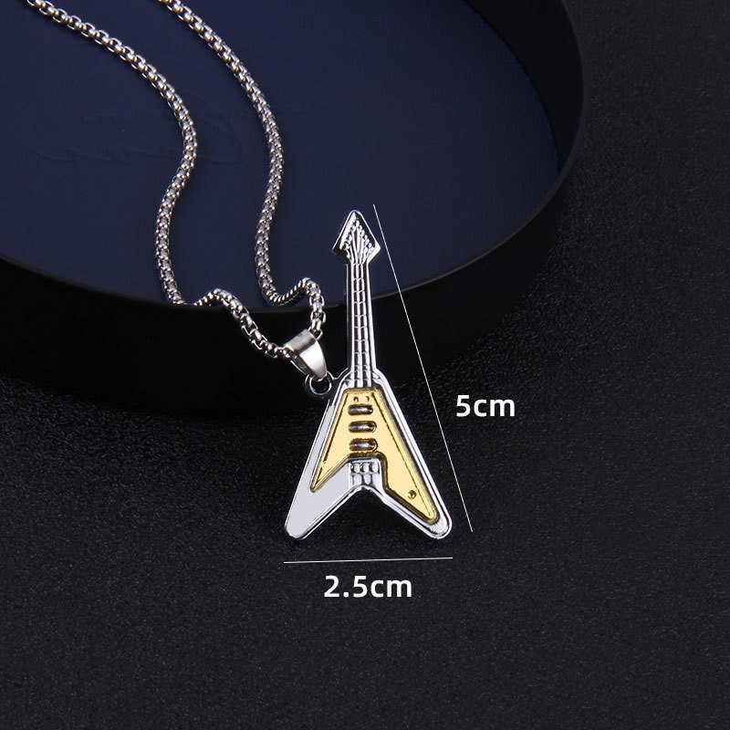 Troupe Guitar Stainless Steel Necklace