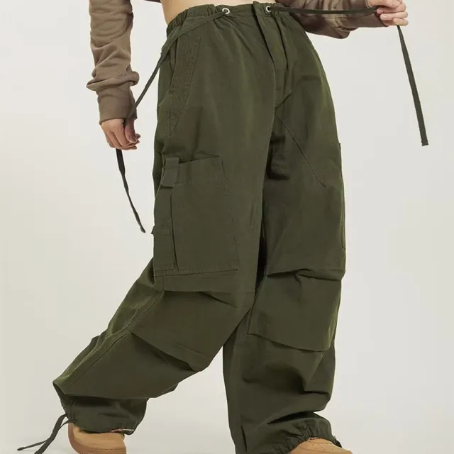 American Retro High Street Straight Wide Leg Casual Pants Army Green - Shop at LoveMi