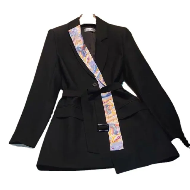 French Niche Design Silk Scarf Lapel White Feeling Black - Shop at LoveMi