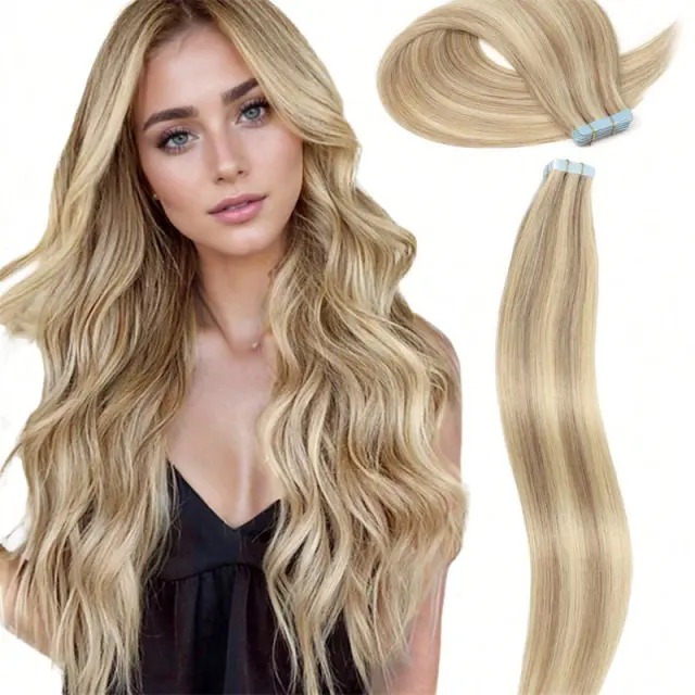 Double Pull Full Virgin Real 50g Hair Extension Long With Weft Invisible Skin Weft 20 Thick Seamless Human Hair 26Inch - Shop at LoveMi