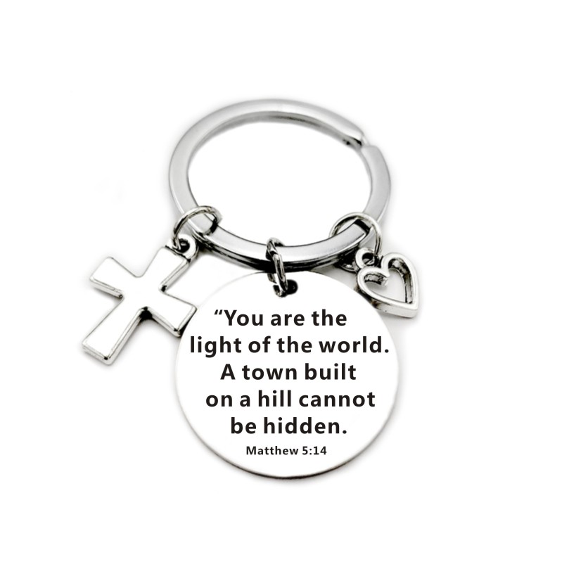 … Scripture Pendant Cross Heart Charms Keychain