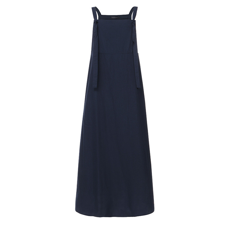 Literary Temperament Women's Sleeveless V-neck Large Swing Dress