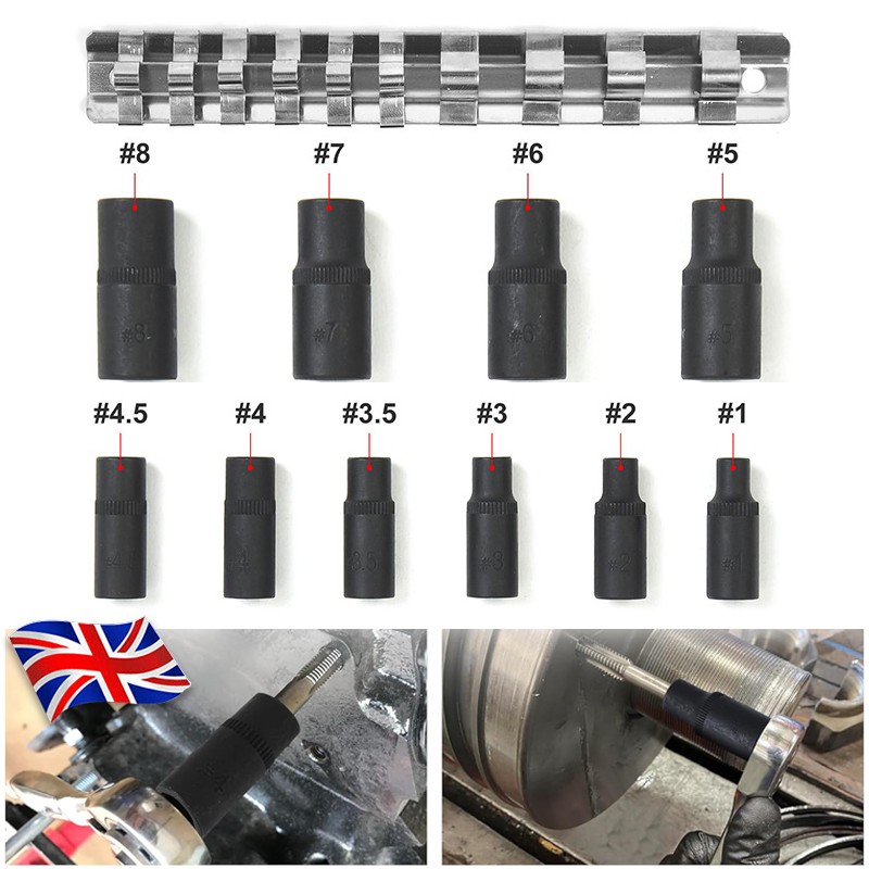 Magnetic Tap Socket Set 10-Piece Tap Holders 14 & 38