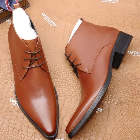 Lace Up Business Short Boots High Top Shoes