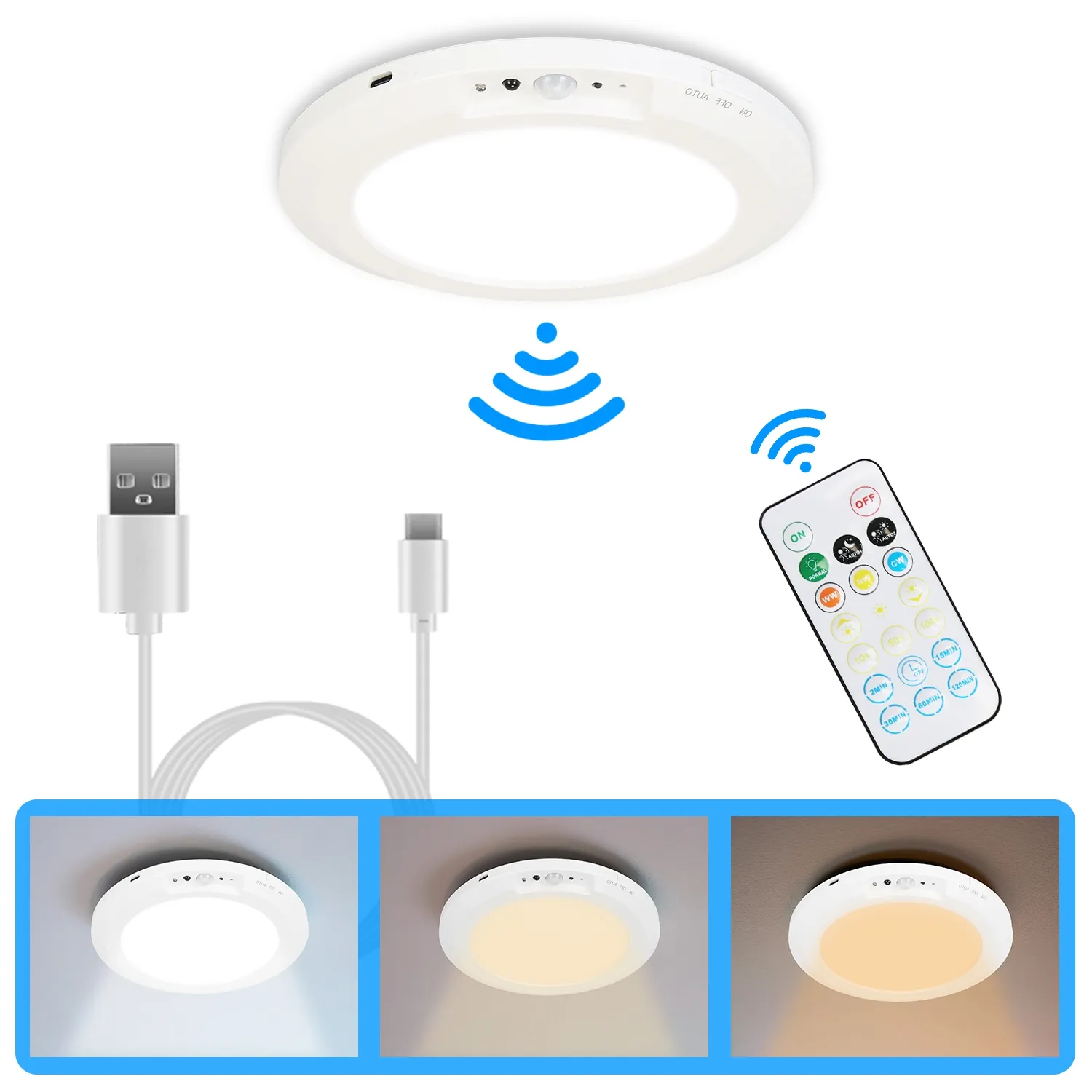 1Pack Magnetic Flush Ceiling Light Rechargeable Motion