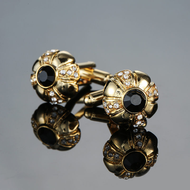 Jewelry Oval Cufflinks With Blue Crystals