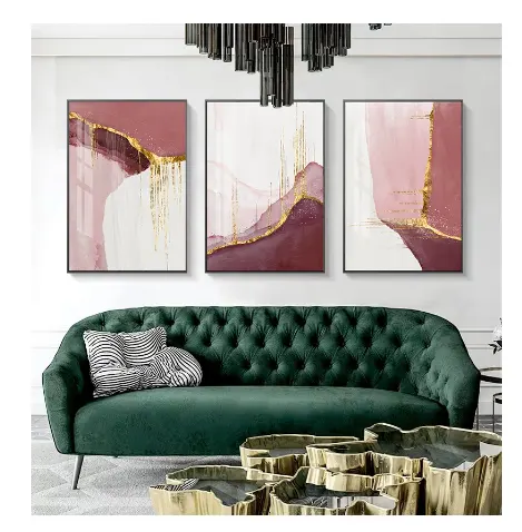 Nordic PurpleCanvas Painting Abstract Golden Canvas Wall Pictures