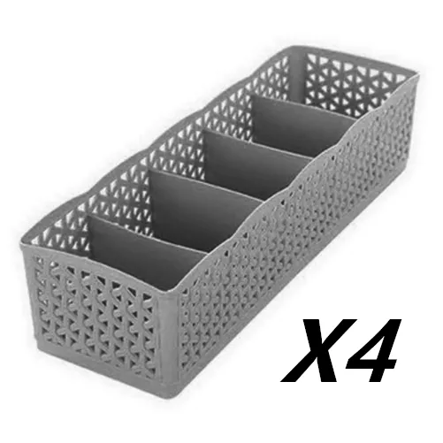 Plastic Stackable Organizer 5 Cells Finishing Box for Socks Underwear Grey4Pcs - Shop at LoveMi