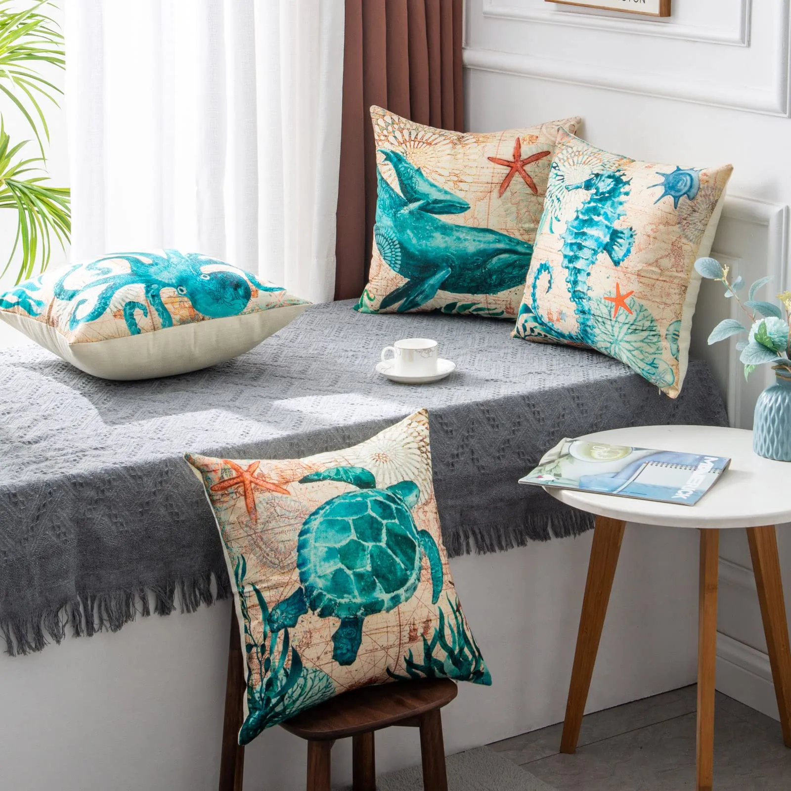 Cushion Covers Sea Turtle Printed Throw Pillow Cases For Home Decor Sofa Chair Seat – image 6