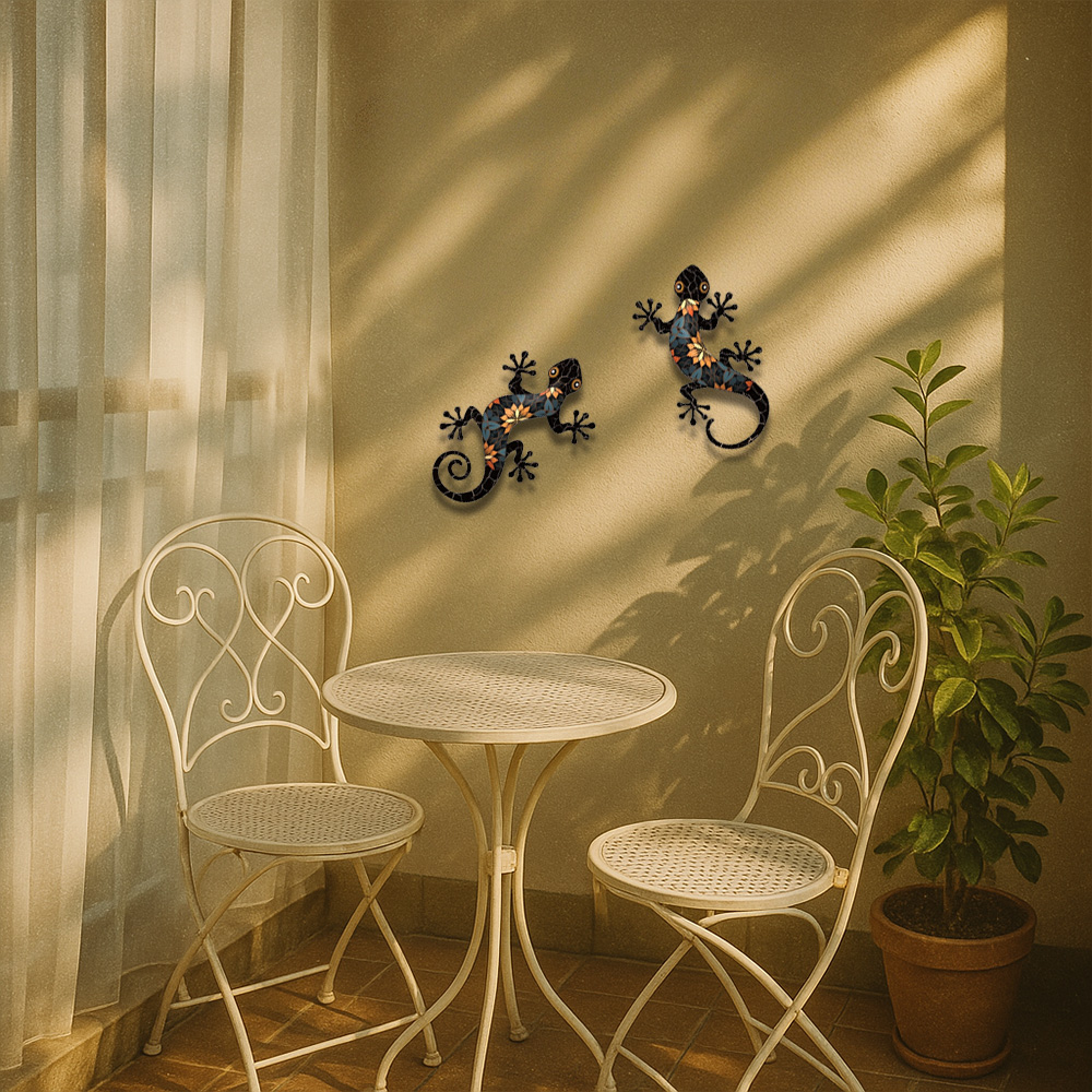 2 Pack Metal Gecko Wall Ornaments Weather Resistant For Garden, Patio, Fences Look At The Picture - Shop at LoveMi