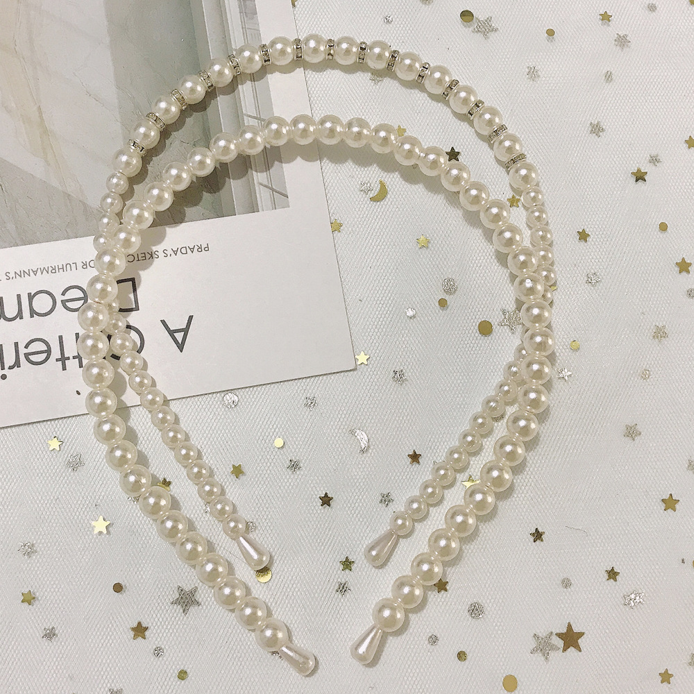 Women's Pressed Hair All-match Pearl Headband Three-piece Set