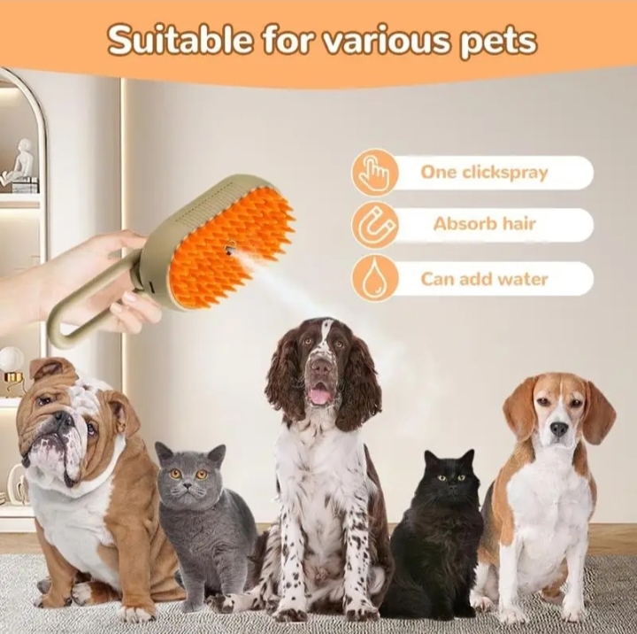 Electric Spray Pet Brush Grooming Comb With Steamer For Loose Hair Removal thumbnail 5