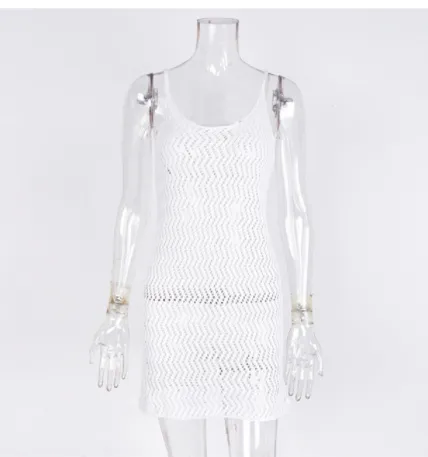 Foreign Trade Cross-border Bikini Sexy Beach Vest Knitted Sunscreen Clothing Blouse Women - White