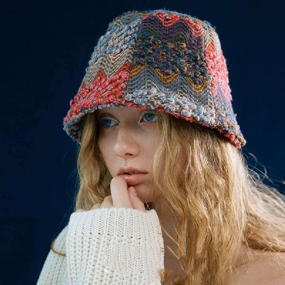 Ladies Wool Jacquard Knit Pot Hat