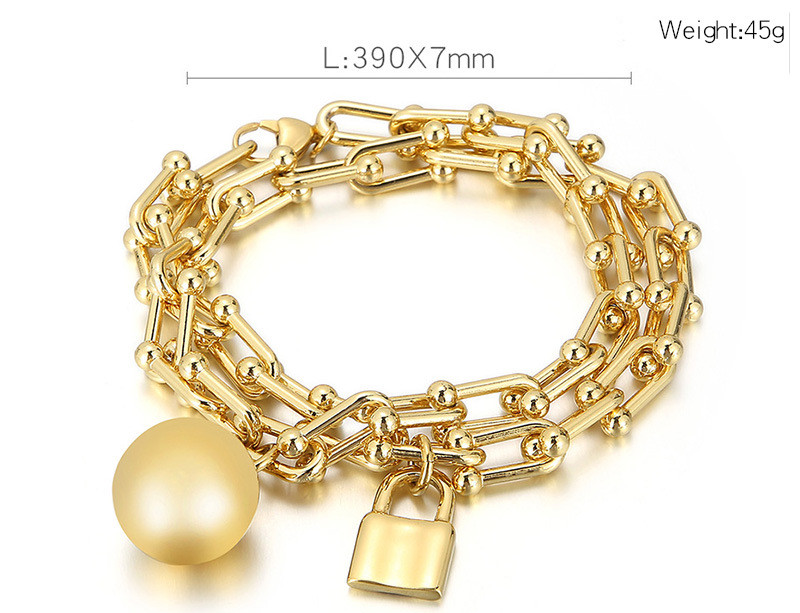 Double Layer Horseshoe Chain Ball Padlock Bracelet