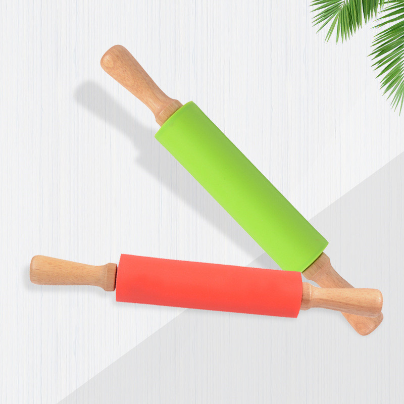 Title 3, Rolling Pin Silicone Rolling Wooden Handle Nood...