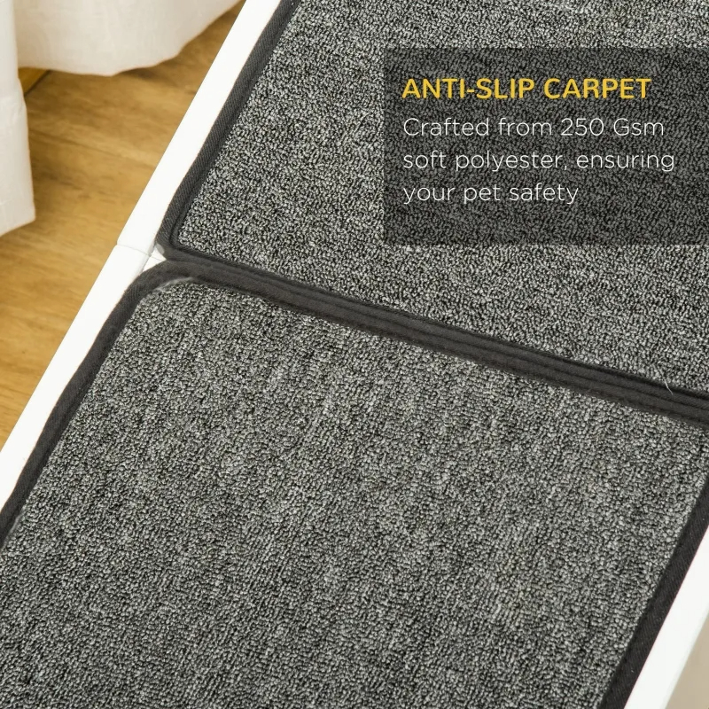 PawHut Dog Ramp Foldable With Non-slip Carpet Top Platform, Gray, White