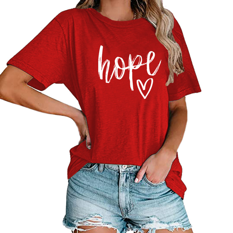 Title 18, Womens HOPE Love Print Loose T-shirt offers ef...