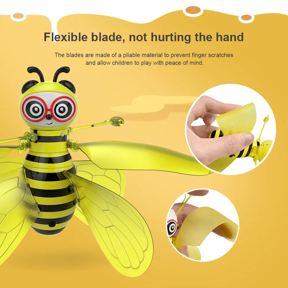 Mini Flying Ball Bee Toys - Rc Infrared Induction Drone Helicopter With Shinning Gesture Sensing Bee Flying Vehicle – image 2
