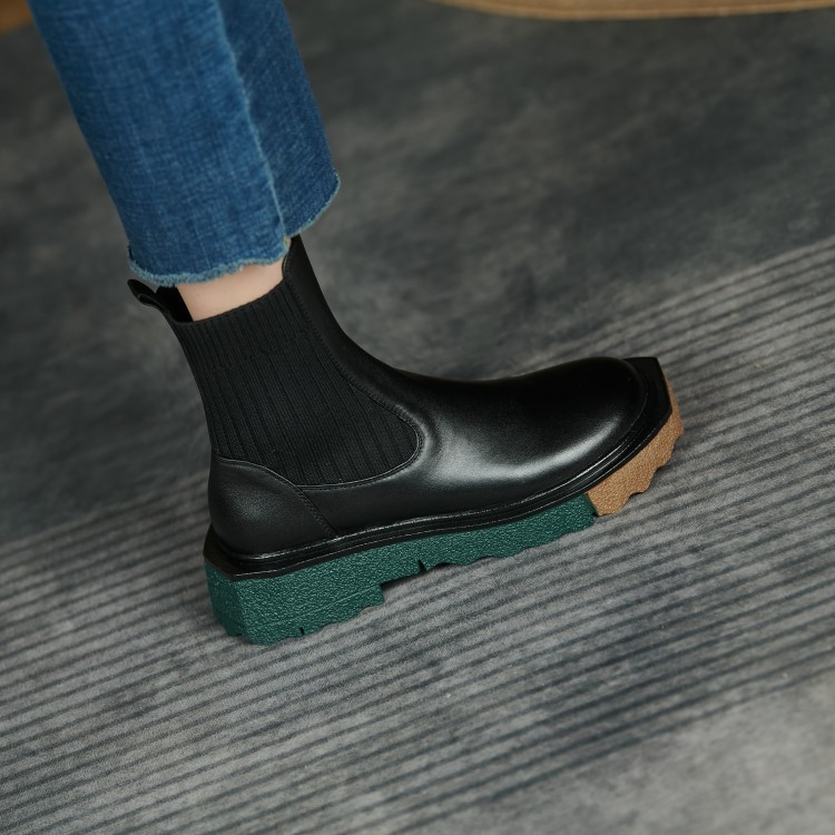 Women's Boots With Thick-soled Stitching Wool Tube