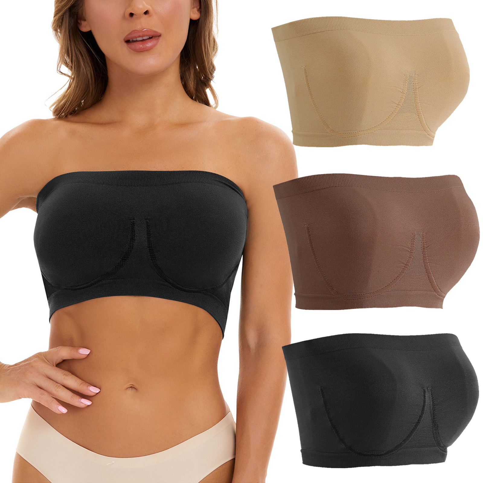 Title 5, Sutiã bandeau sem costura plus size feminino Co...