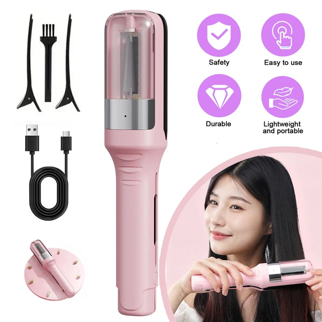 Hair Split End Remover Electrics Trimmer Automatic Damaged Repair Remover---Pink — image 8