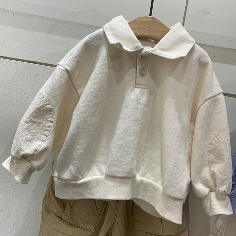 بلوزة أطفال جديدة بياقة وأزرار، سترة فضفاضة وأنيقة للبس اليومي