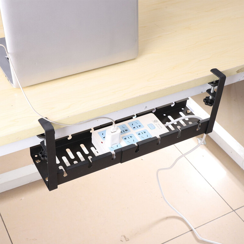No Drill Cable Tray With Clamp Under Desk Cable Management
