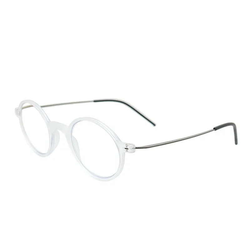 Retro Round Frame Reading Glasses PC Anti Blue Light - Transparent